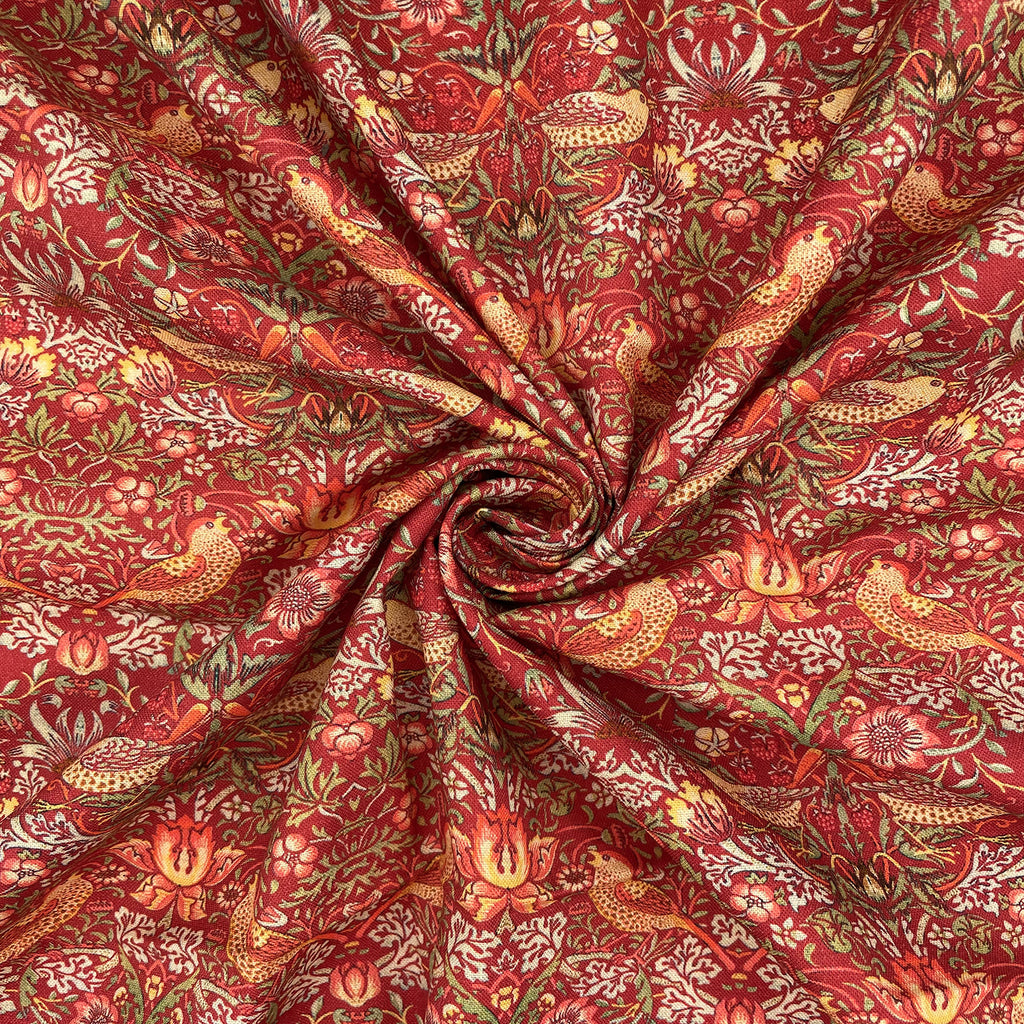 William Morris - Strawberry Thief Crimson – FabricBazaar